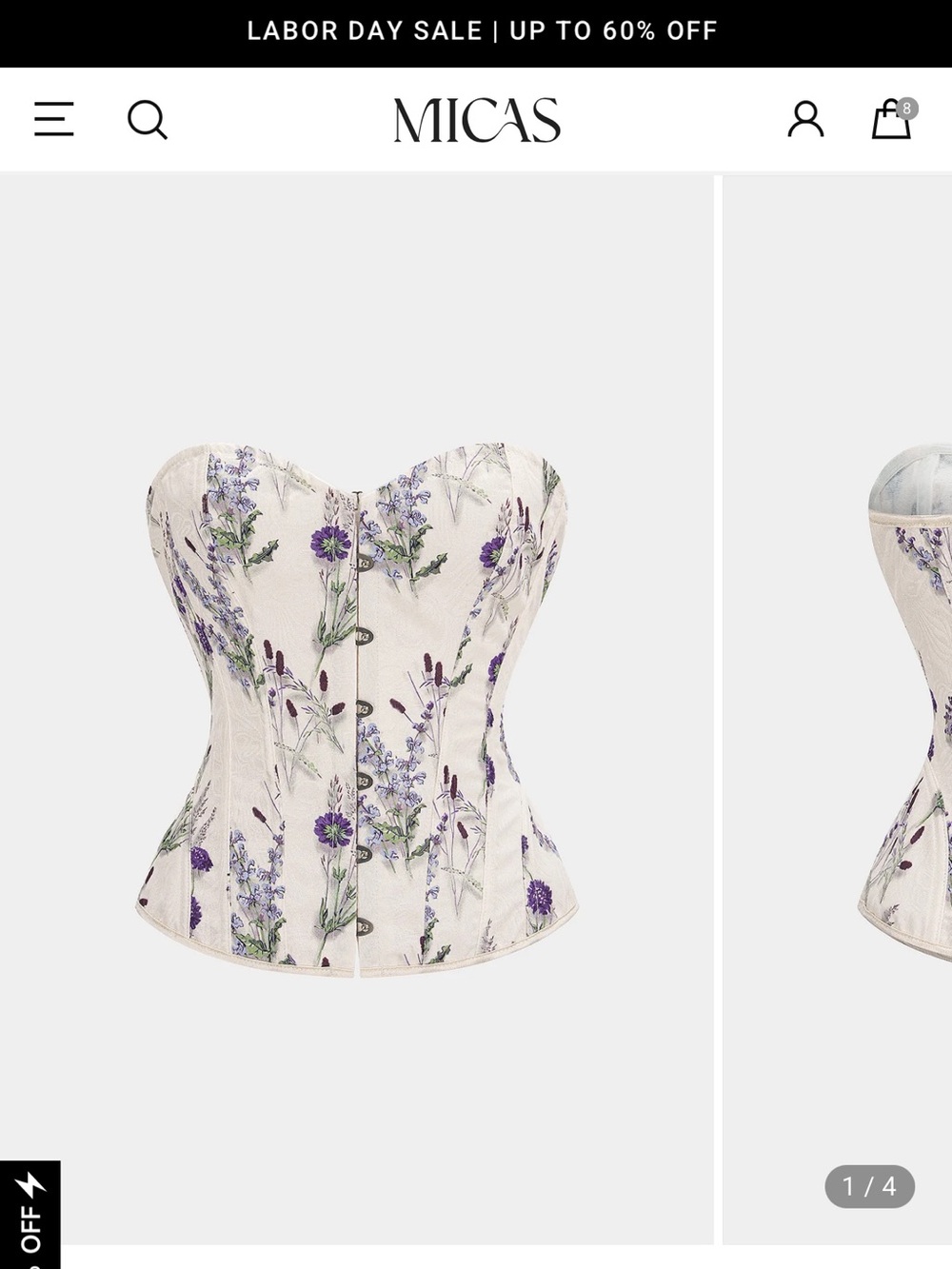 Micas Floral Print Corset Tie-Up Tube Top